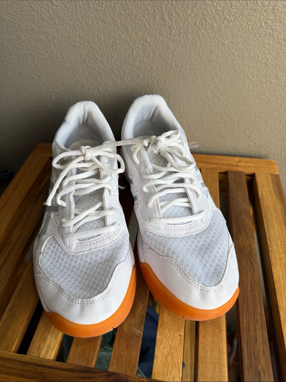 Asics White Sneakers with Orange Outsole